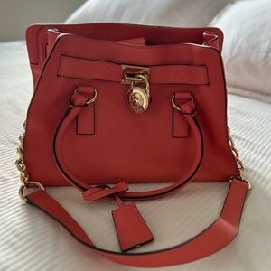 Michael Kors Coral Satchel with Gold Accents